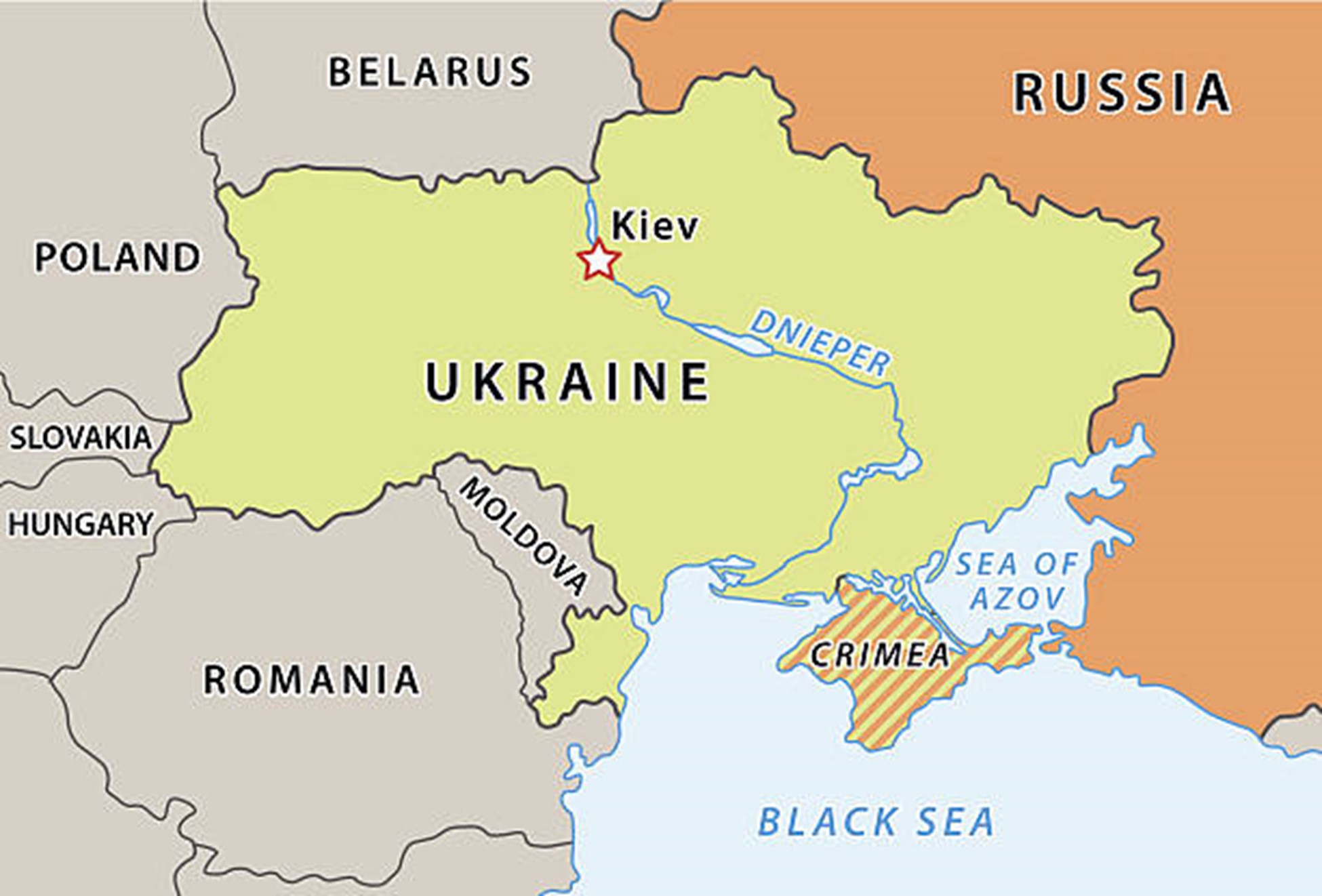 Map of Ukraine and surrounding countries